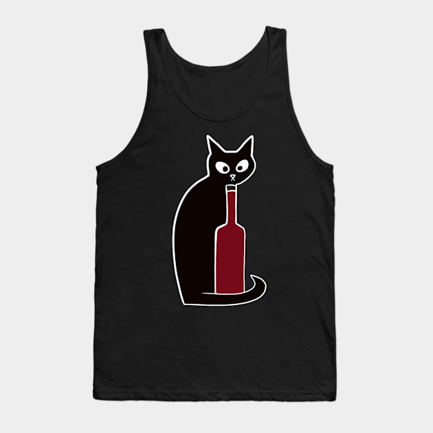 Black Cats Love Red Wine Tank Top by HouseofRoc